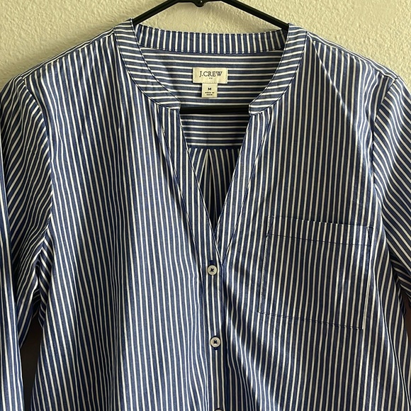 J. Crew Factory Tops - J.Crew Factory Striped Button-Down Shirt with Tie Sleeves